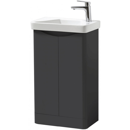 Kartell Arc Floor Standing 2-Door Cloakroom Vanity Unit with Basin 500mm Wide - Matt Graphite - Envy Bathrooms Ltd