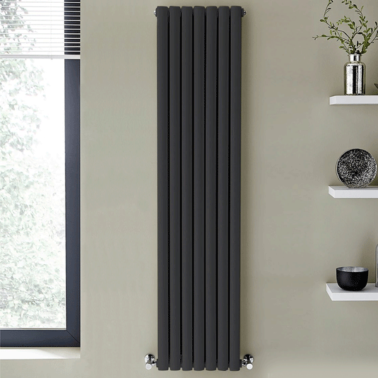 Kartell Aspen Single Designer Vertical Radiator 1800mm H x 430mm W - Anthracite - Envy Bathrooms Ltd