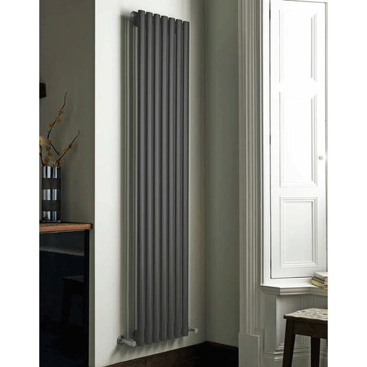 Kartell Aspen Single Designer Vertical Radiator 1800mm H x 550mm W - Anthracite - Envy Bathrooms Ltd