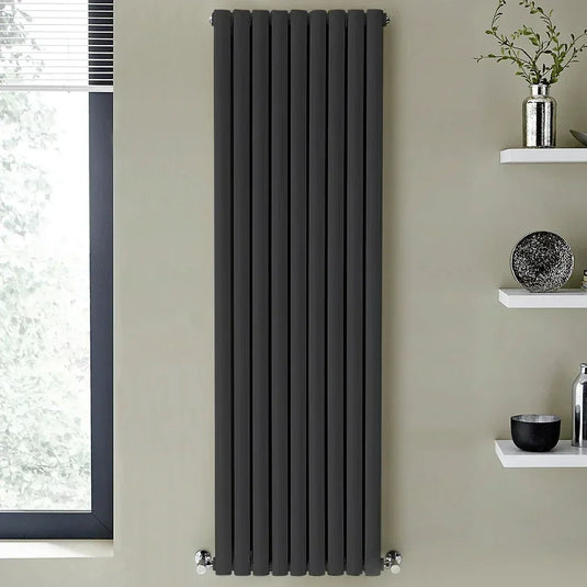 Kartell Aspen Single Designer Vertical Radiator 1800mm H x 550mm W - Anthracite - Envy Bathrooms Ltd