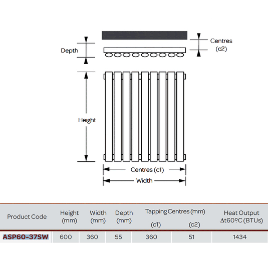 Kartell Aspen Single Designer Vertical Radiator 600mm H x 380mm W - White - Envy Bathrooms Ltd