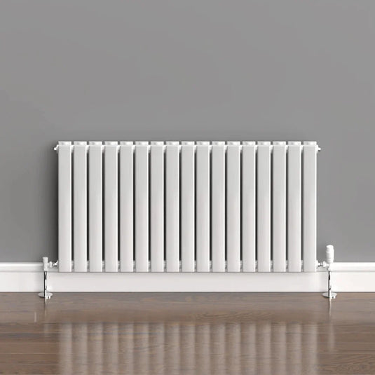 Kartell Boston Double Designer Horizontal Radiator 600mm H x 1190mm W - White - Envy Bathrooms Ltd