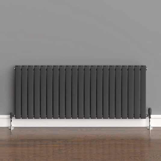 Kartell Boston Double Designer Horizontal Radiator 600mm H x 1470mm W - Anthracite - Envy Bathrooms Ltd