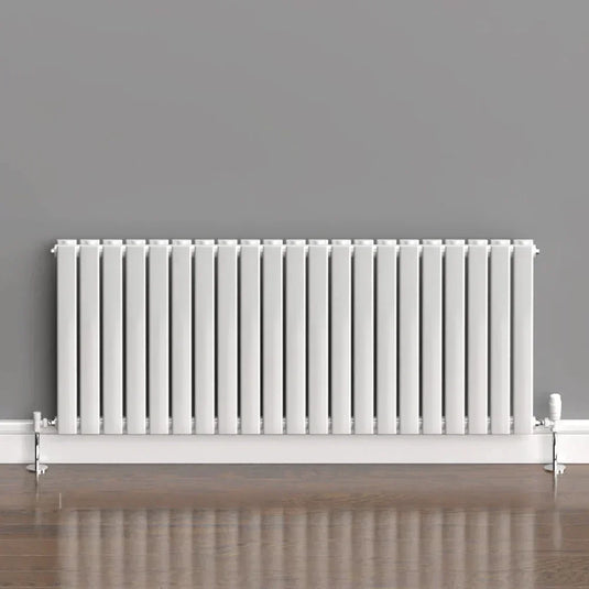 Kartell Boston Double Designer Horizontal Radiator 600mm H x 1470mm W - White - Envy Bathrooms Ltd