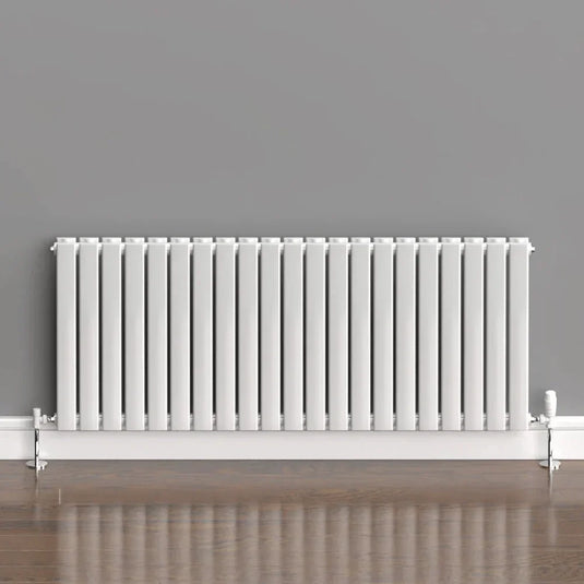 Kartell Boston Double Designer Horizontal Radiator 600mm H x 1470mm W - White - Envy Bathrooms Ltd