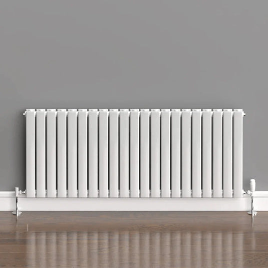 Kartell Boston Double Designer Horizontal Radiator 600mm H x 1470mm W - White - Envy Bathrooms Ltd