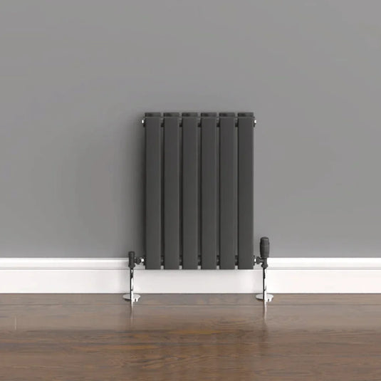 Kartell Boston Double Designer Horizontal Radiator 600mm H x 420mm W - Anthracite - Envy Bathrooms Ltd
