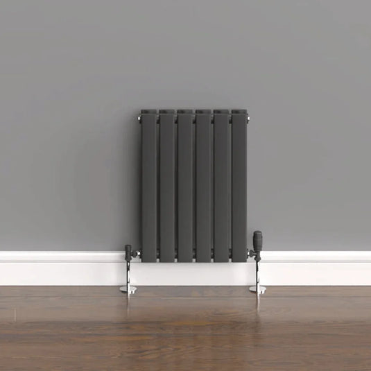 Kartell Boston Double Designer Horizontal Radiator 600mm H x 420mm W - Anthracite - Envy Bathrooms Ltd