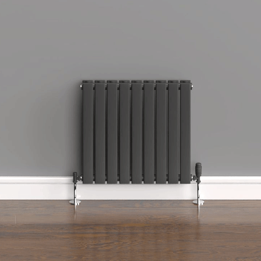 Kartell Boston Double Designer Horizontal Radiator 600mm H x 630mm W - Anthracite - Envy Bathrooms Ltd