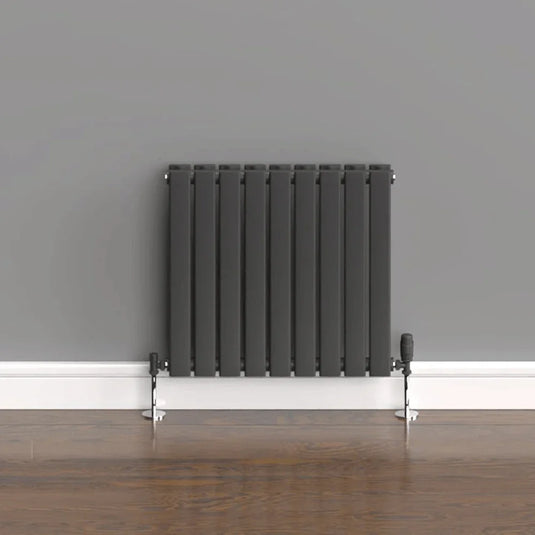 Kartell Boston Double Designer Horizontal Radiator 600mm H x 630mm W - Anthracite - Envy Bathrooms Ltd