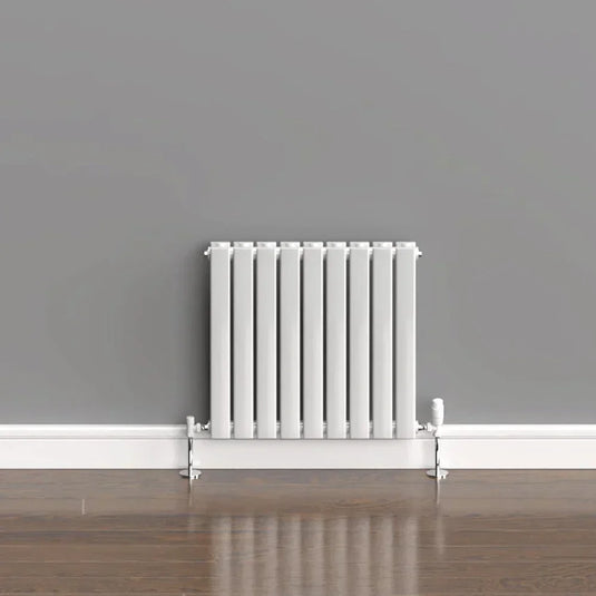 Kartell Boston Double Designer Horizontal Radiator 600mm H x 630mm W - White - Envy Bathrooms Ltd