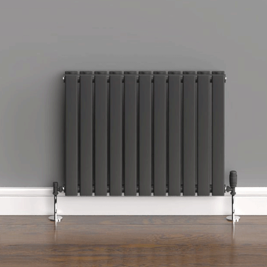 Kartell Boston Double Designer Horizontal Radiator 600mm H x 770mm W - Anthracite - Envy Bathrooms Ltd