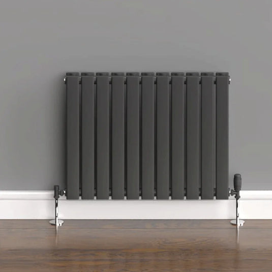 Kartell Boston Double Designer Horizontal Radiator 600mm H x 770mm W - Anthracite - Envy Bathrooms Ltd