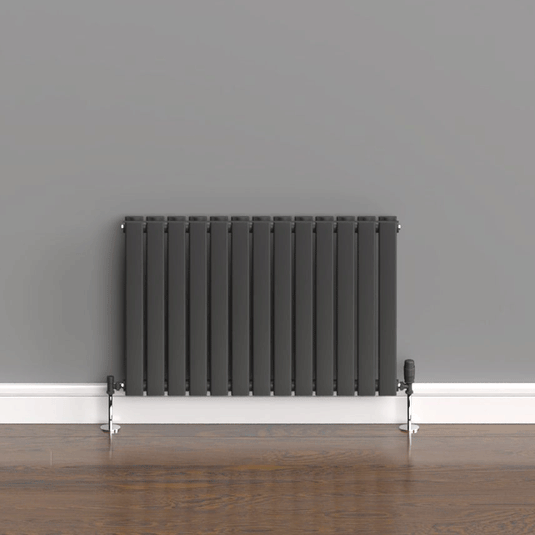 Kartell Boston Double Designer Horizontal Radiator 600mm H x 910mm W - Anthracite - Envy Bathrooms Ltd