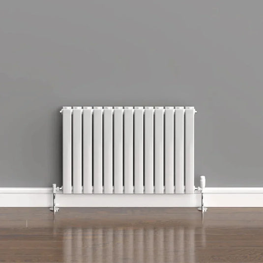 Kartell Boston Double Designer Horizontal Radiator 600mm H x 910mm W - White - Envy Bathrooms Ltd