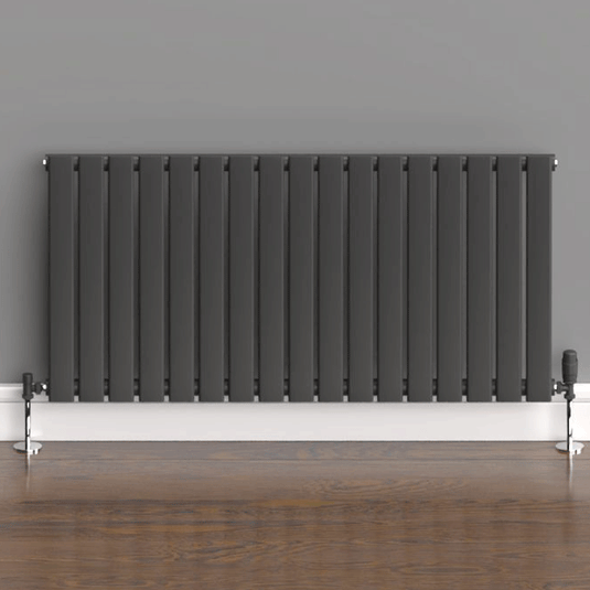 Kartell Boston Single Designer Horizontal Radiator 600mm H x 1190mm W - Anthracite - Envy Bathrooms Ltd