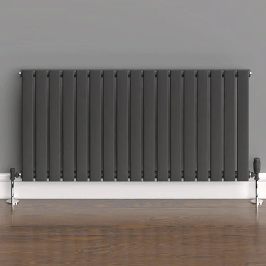Kartell Boston Single Designer Horizontal Radiator 600mm H x 1190mm W - Anthracite - Envy Bathrooms Ltd
