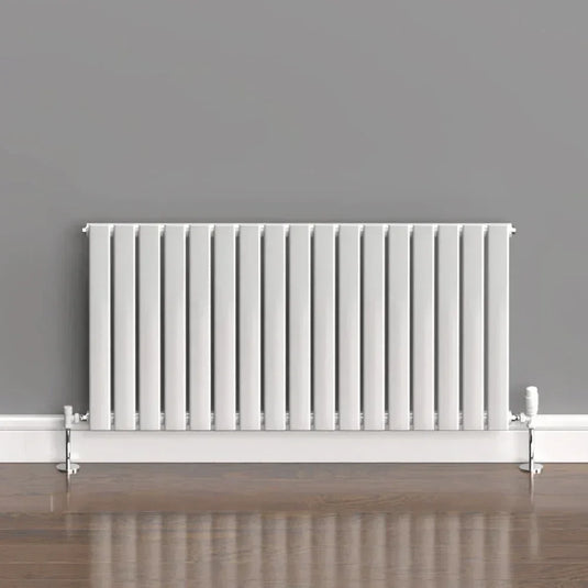 Kartell Boston Single Designer Horizontal Radiator 600mm H x 1190mm W - White - Envy Bathrooms Ltd