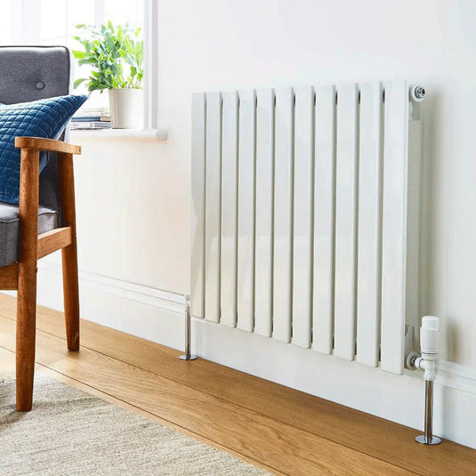 Kartell Boston Single Designer Horizontal Radiator 600mm H x 1190mm W - White - Envy Bathrooms Ltd