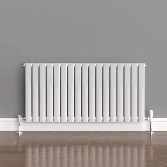 Kartell Boston Single Designer Horizontal Radiator 600mm H x 1190mm W - White - Envy Bathrooms Ltd