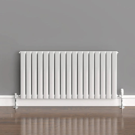 Kartell Boston Single Designer Horizontal Radiator 600mm H x 1190mm W - White - Envy Bathrooms Ltd