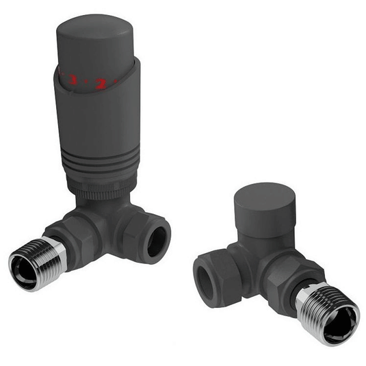 Kartell K-Design Thermostatic Corner Radiator Valves Pair - Anthracite