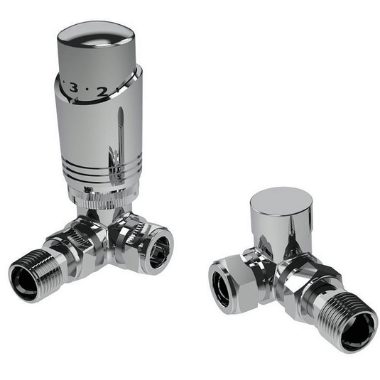 Kartell K-Design Thermostatic Corner Radiator Valves Pair - Chrome