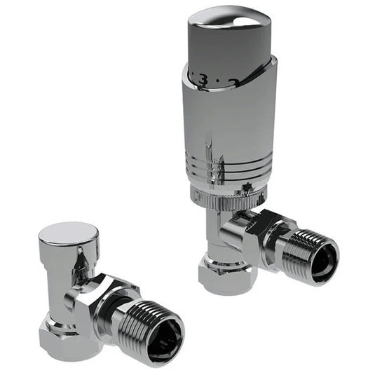 Kartell K-Design Thermostatic Angled Radiator Valves Pair - Chrome - Envy Bathrooms Ltd