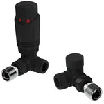 Kartell K-Design Thermostatic Corner Radiator Valves Pair - Black - Envy Bathrooms Ltd