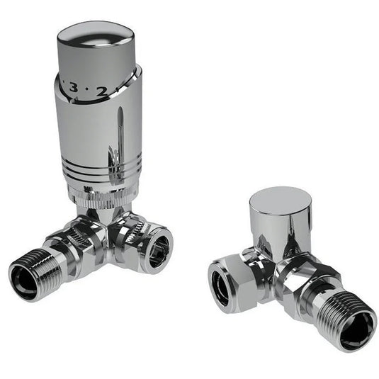 Kartell K-Design Thermostatic Corner Radiator Valves Pair - Chrome - Envy Bathrooms Ltd