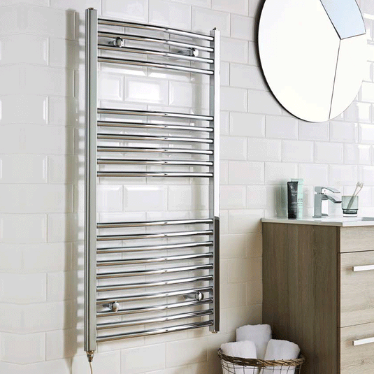 Kartell K-Rad Electric Curved Heated Towel Rail 800mm H x 500mm W - Chrome - Envy Bathrooms Ltd