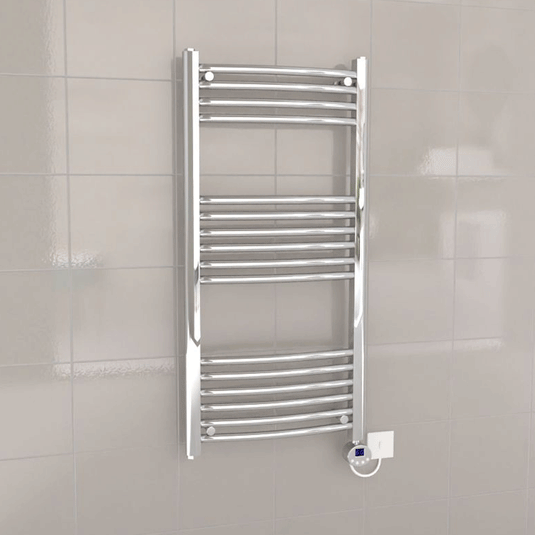 Kartell K-Rad Thermostatic Electric Curved Heated Towel Rail 1000mm H x 500mm W - Chrome - Envy Bathrooms Ltd