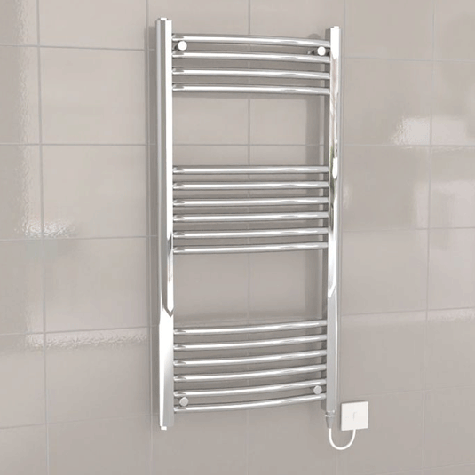 Kartell K-Rad Electric Curved Heated Towel Rail 1000mm H x 500mm W - Chrome - Envy Bathrooms Ltd