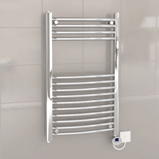 Kartell K-Rad Thermostatic Electric Curved Heated Towel Rail 800mm H x 500mm W - Chrome - Envy Bathrooms Ltd