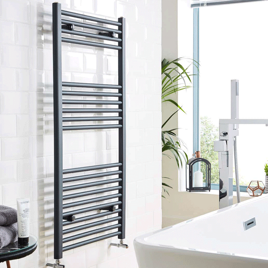 Kartell K-Rail Vertical Straight Heated Towel Rail 1600mm H x 600mm W - Anthracite - Envy Bathrooms Ltd