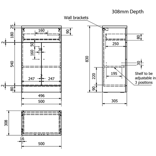 Kartell Impakt Floor Standing 2-Door and 1-Drawer Storage Unit 500mm Wide - Gloss White - Envy Bathrooms Ltd