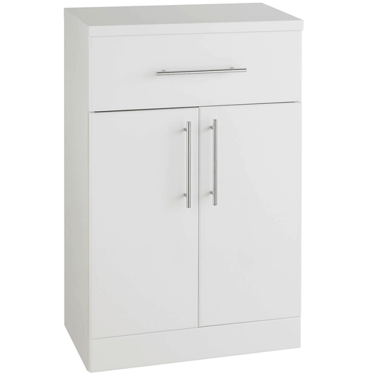 Kartell Impakt Floor Standing 2-Door and 1-Drawer Storage Unit 500mm Wide - Gloss White - Envy Bathrooms Ltd