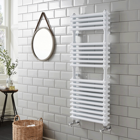 Kartell Kolumn Designer Heated Towel Rail 1140mm H x 500mm W - Gloss White - Envy Bathrooms Ltd