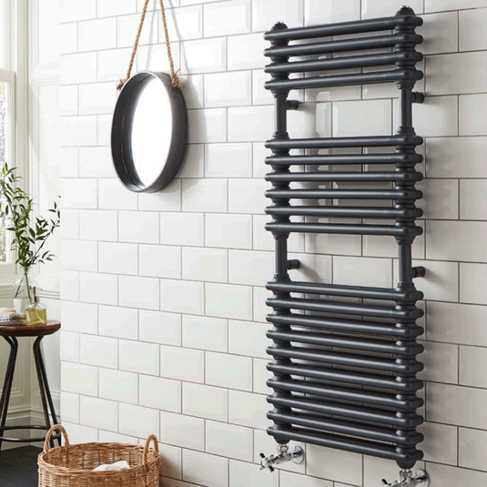 Kartell Kolumn Designer Heated Towel Rail 1140mm H x 500mm W - Matt Anthracite - Envy Bathrooms Ltd