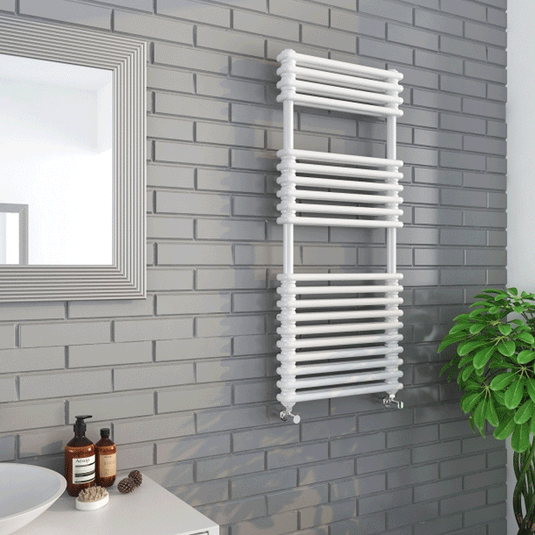 Kartell Kolumn Designer Heated Towel Rail 832mm H x 500mm W - Gloss White - Envy Bathrooms Ltd