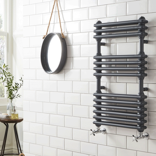 Kartell Kolumn Designer Heated Towel Rail 832mm H x 500mm W - Matt Anthracite - Envy Bathrooms Ltd