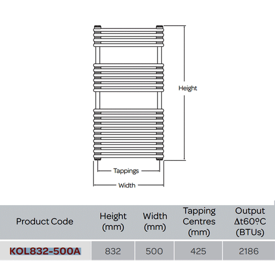 Kartell Kolumn Designer Heated Towel Rail 832mm H x 500mm W - Matt Anthracite - Envy Bathrooms Ltd