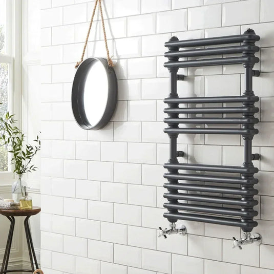 Kartell Kolumn Designer Heated Towel Rail 832mm H x 500mm W - Matt Anthracite - Envy Bathrooms Ltd