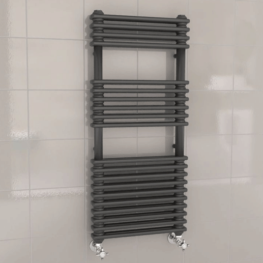 Kartell Kolumn Designer Heated Towel Rail 1140mm H x 500mm W - Matt Anthracite - Envy Bathrooms Ltd