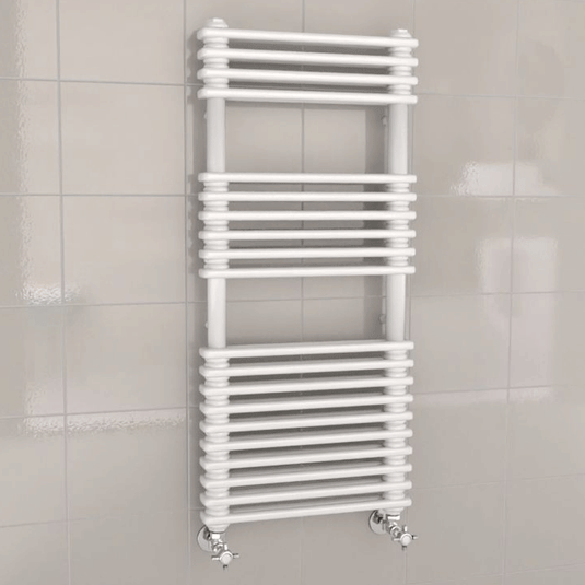 Kartell Kolumn Designer Heated Towel Rail 1140mm H x 500mm W - Gloss White - Envy Bathrooms Ltd