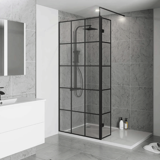 Kartell Koncept Wet Room Screen with Support Bar - 1000mm Wide - 8mm Glass - Envy Bathrooms Ltd