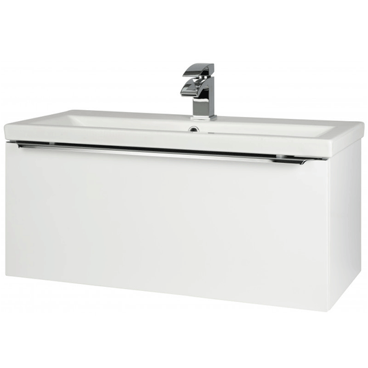 Kartell Kore Wall Hung 1-Drawer Vanity Unit with Basin 800mm Wide - Gloss White - Envy Bathrooms Ltd