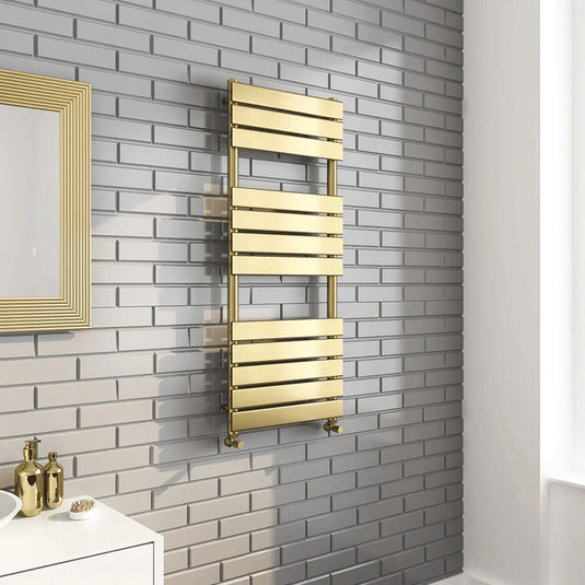 Kartell Malibu Designer Heated Towel Rail 1200mm H x 500mm W - Brushed Brass - Envy Bathrooms Ltd