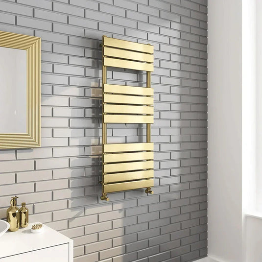 Kartell Malibu Designer Heated Towel Rail 1200mm H x 500mm W - Brushed Brass - Envy Bathrooms Ltd