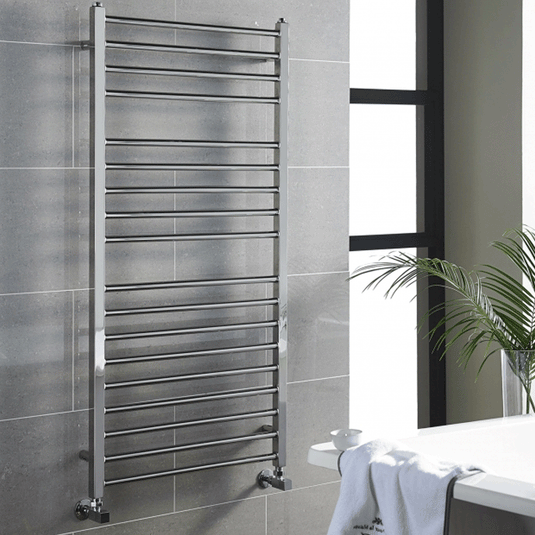 Kartell Marlow Heated Towel Rail 1200mm H x 500mm W - Polished Stainless Steel - Envy Bathrooms Ltd